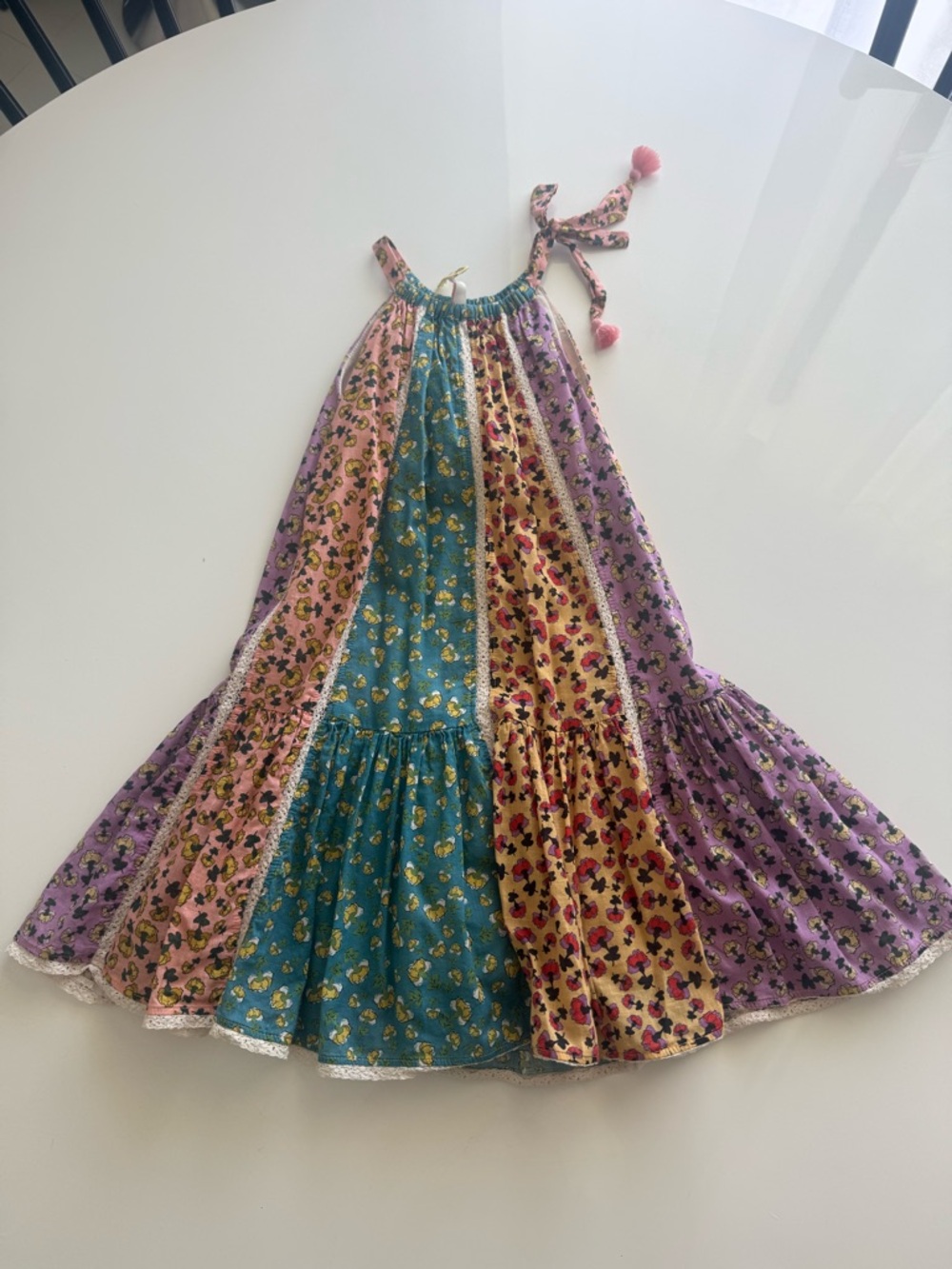 Zimmerman GirlsBoho Patchwork Floral Maxi Dress in Pink, Teal, Yellow & Lavender